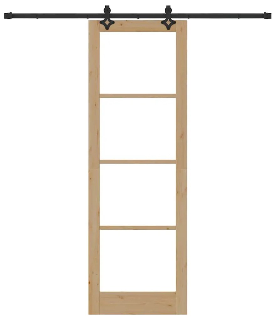 vidaXL Συρόμενη Πόρτα Φυσικό 78 x 232 cm Μασίφ ξύλο πεύκου και γυαλί