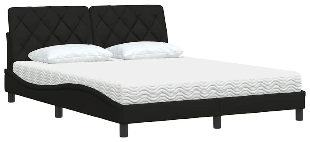 vidaXL Κρεβάτι με Στρώμα Μαύρο 160x200 εκ. Υφασμάτινο