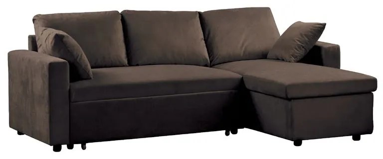 MONTREAL Καναπές Κρεβάτι Γωνία Αναστρέψιμη με Αποθηκευτικό Χώρο, Velure Σκούρο Καφέ  223x146x80x83cm Bed:118x194x46 [-Καφέ Σκούρο-] [-Ύφασμα-] Ε9586,1