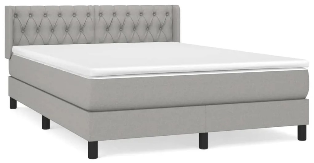 vidaXL Κρεβάτι Boxspring με Στρώμα Ανοιχτό Γκρι 140x190 εκ. Υφασμάτινο