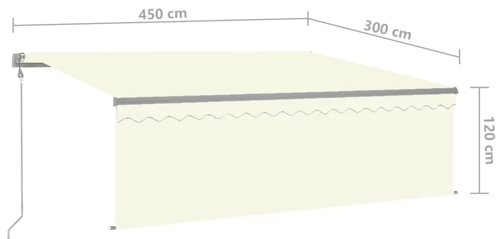 Τέντα Συρόμενη Αυτόματη με Σκίαστρο Κρεμ 4,5 x 3 μ. - Κρεμ