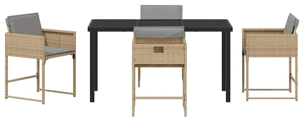 vidaXL Σέτ φαγητού για κήπο 5 pcs Μπεζ συνθετικό ρατάν