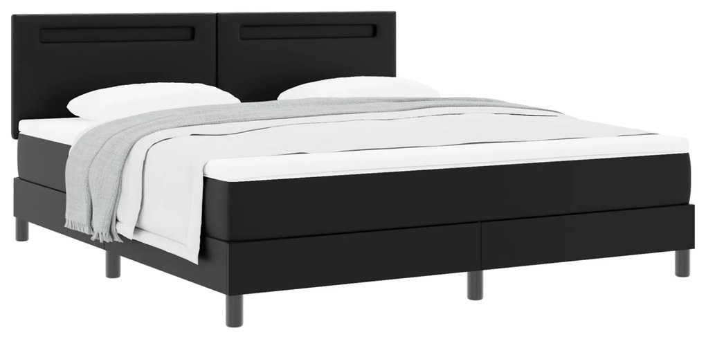 vidaXL Κρεβάτι Box Spring με Στρώμα Μαύρο, Σούπερ Κινγκ, Συνθετικό Δέρμα