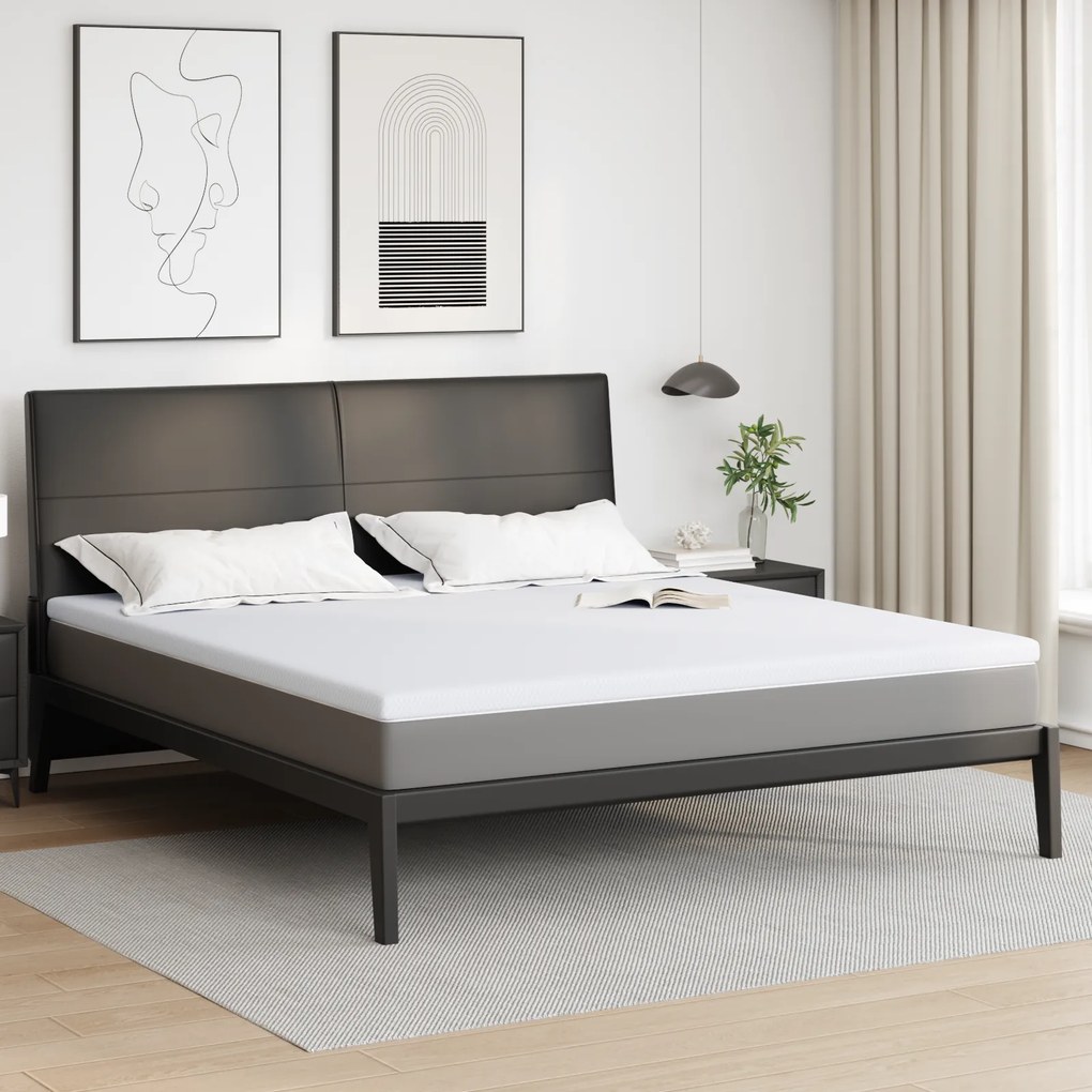 vidaXL Στρώματα Λευκό 200 x 200 cm 100% ύφασμα πολυεστέρα με τζακάρ