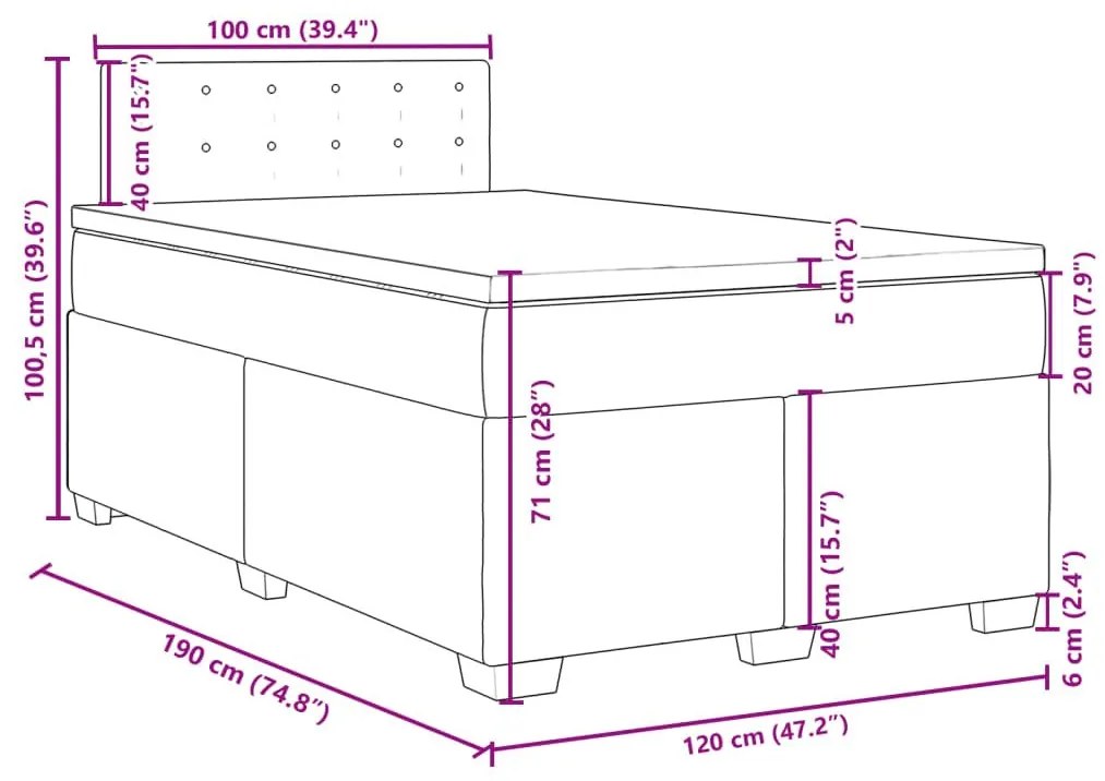 Κρεβάτι Boxspring με Στρώμα Κρεμ 120x190 εκ. Υφασμάτινο - Κρεμ