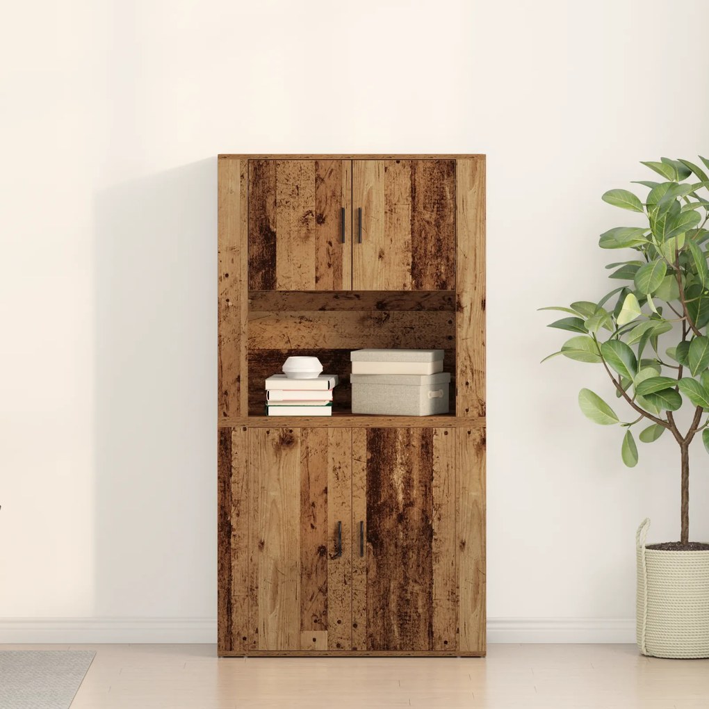 vidaXL Υψηλό Κιβώτιο Παλιού Ξύλου 80x33x150 εκ. Κατασκευασμένο από Ξύλο Συνθετικής Ύλης