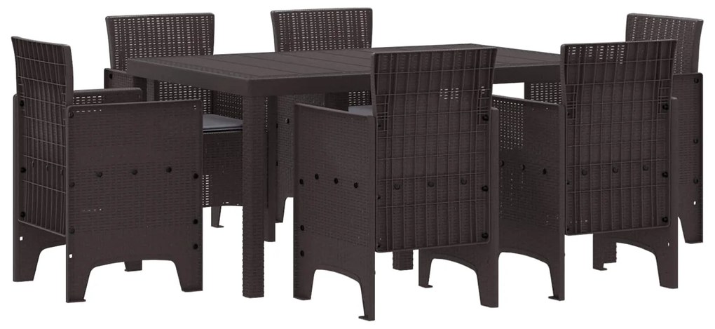 Σέτ φαγητού για κήπο 7 pcs Καφέ Rattan Polt