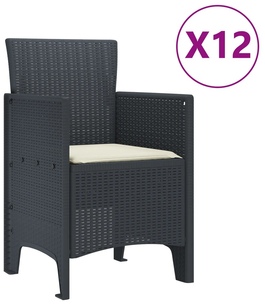vidaXL Σέτ φαγητού για κήπο 13 pcs Ανθρακί Large Πολυράτταν