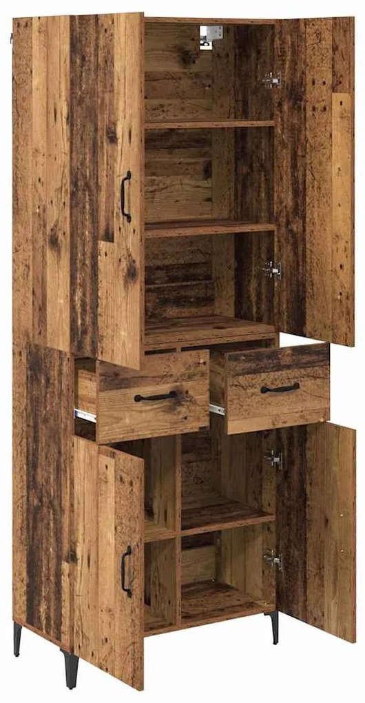 vidaXL Highboard Παλιό Ξύλο 69,5 x 34 x 180 εκ. Επεξεργασμένο ξύλο