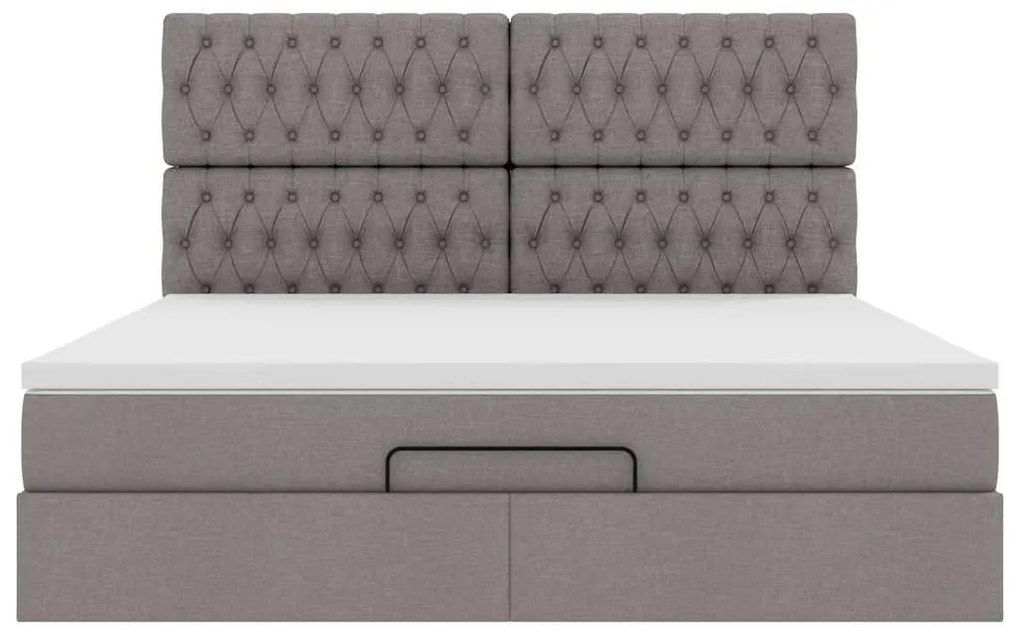 Οθωμανικό κρεβάτι με στρώμα & LEDs Taupe 180x200cm ύφασμα 3314111