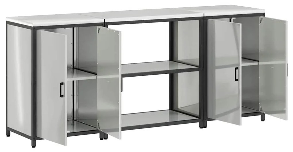 vidaXL Σετ Αποθήκευσης Κουζίνας 3 pcs Ασημί Επικαλυμμένος Χάλυβας