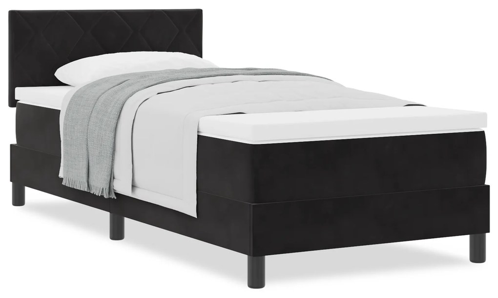 vidaXL Κρεβάτι Box Spring με Στρώμα Μαύρο 100x200 εκ Βελούδο