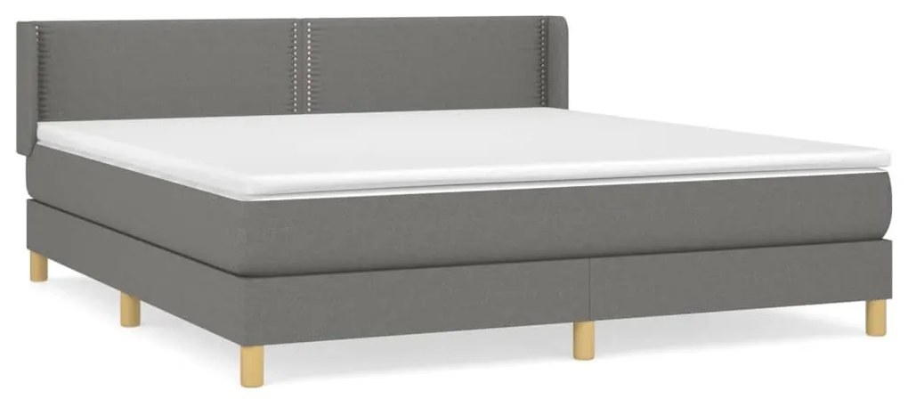 Κρεβάτι Boxspring με Στρώμα Σκούρο Γκρι 180x200 εκ Υφασμάτιν - Γκρι