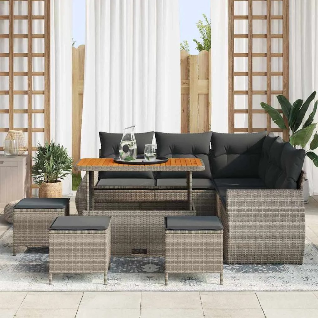 vidaXL Σετ Καναπέ Κήπου με μαξιλάρι 9 pcs Γκρι 110 x 55 x 71 εκ