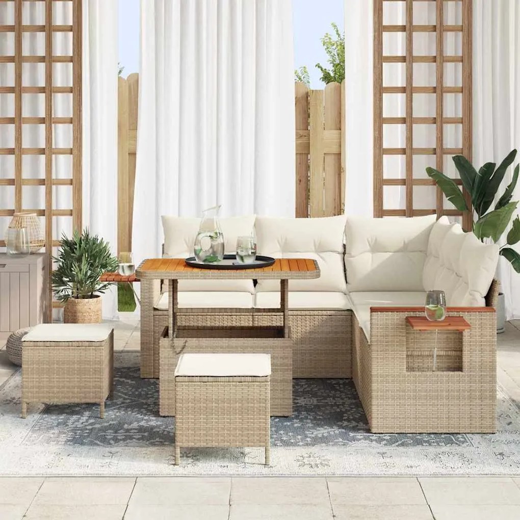 vidaXL Σετ Καναπέ Κήπου 8 pcs μπεζ και κρεμ 90 x 55 x 71 cm