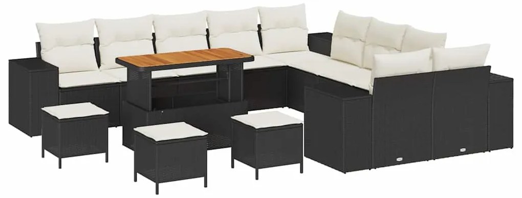 vidaXL Σετ Καναπέ Κήπου Ρυθμιζόμενο ύψος 13 pcs Μαύρο συνθετικό ρατάν