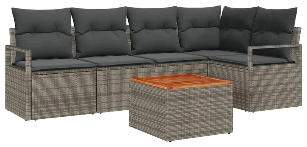 vidaXL Σετ Καναπέ Κήπου με μαξιλάρι 6 pcs Γκρι Πολυ ράταν