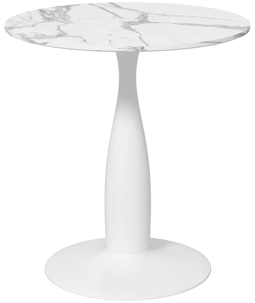 HOMCOM Στρογγυλό Τραπέζι Τραπεζαρίας, Επικαλυμμένο με Πούδρα Ατσάλι, MDF με Μελαμίνη, Αντιολισθητικά Πόδια, 70 x 74 cm, Λευκό