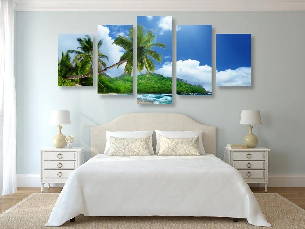 Εικόνα 5 μερών μιας όμορφης παραλίας στο νησί των Σεϋχελλών - 200x100