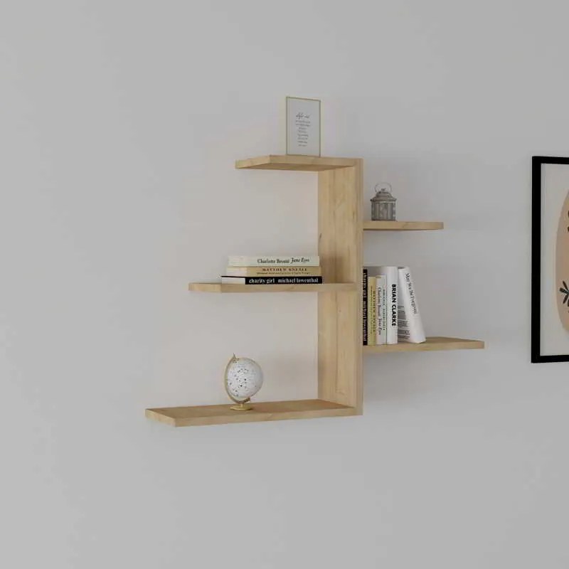 Ραφιέρα τοίχου Callum pakoworld σε oak απόχρωση 82.2x19,6x48εκ