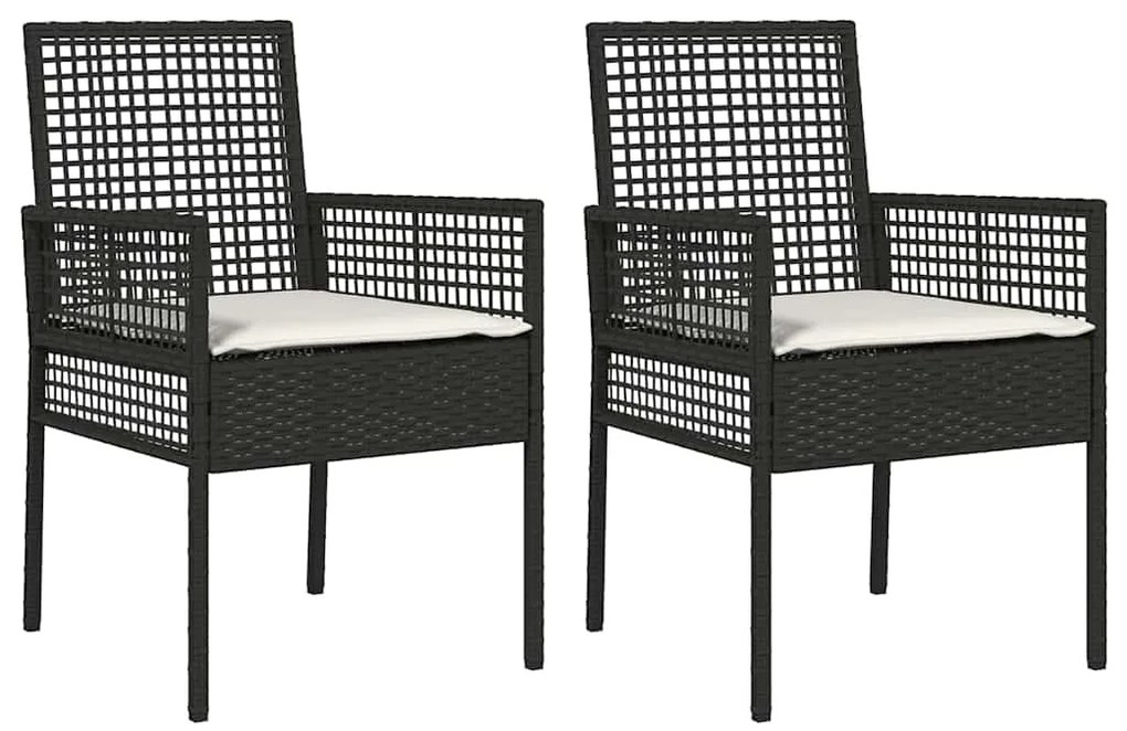 vidaXL Καρέκλα Κήπου 2 pcs Μαύρο 55 x 53 x 85 εκ συνθετικό ρατάν