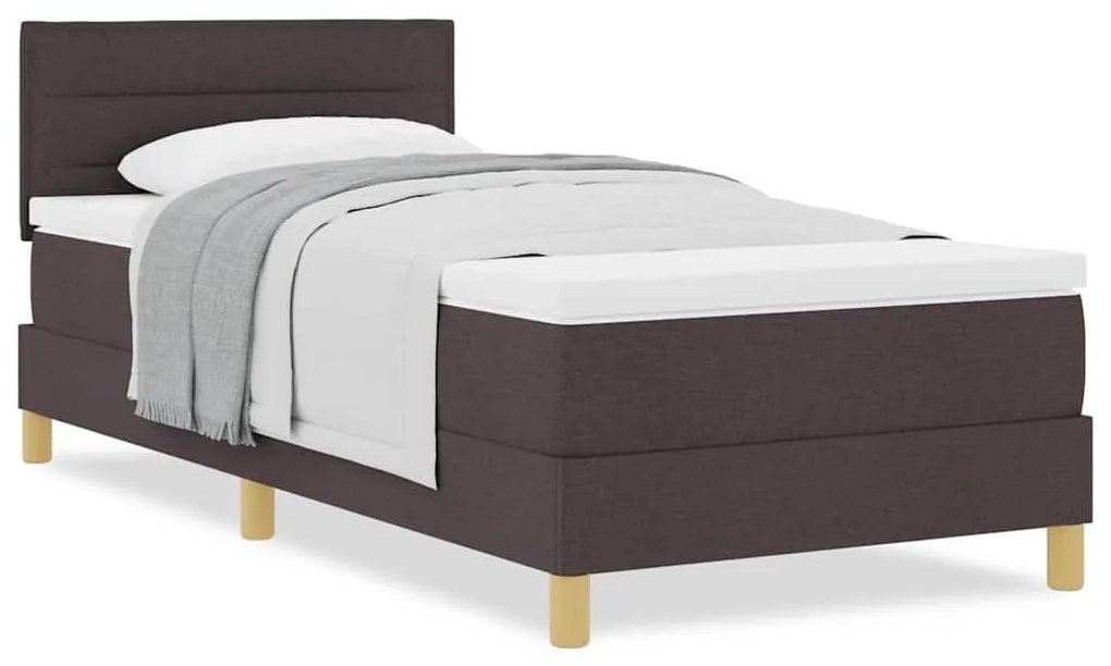 vidaXL Κρεβάτι box spring με στρώμα με στρώμα Σκούρο καφέ Σκούρο καφέ