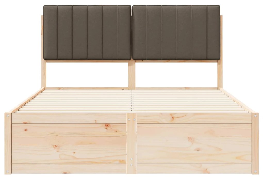 vidaXL Σκελετός Κρεβατιού με Επενδεδυμένο Κεφαλάρι Taupe 140 x 190 cm