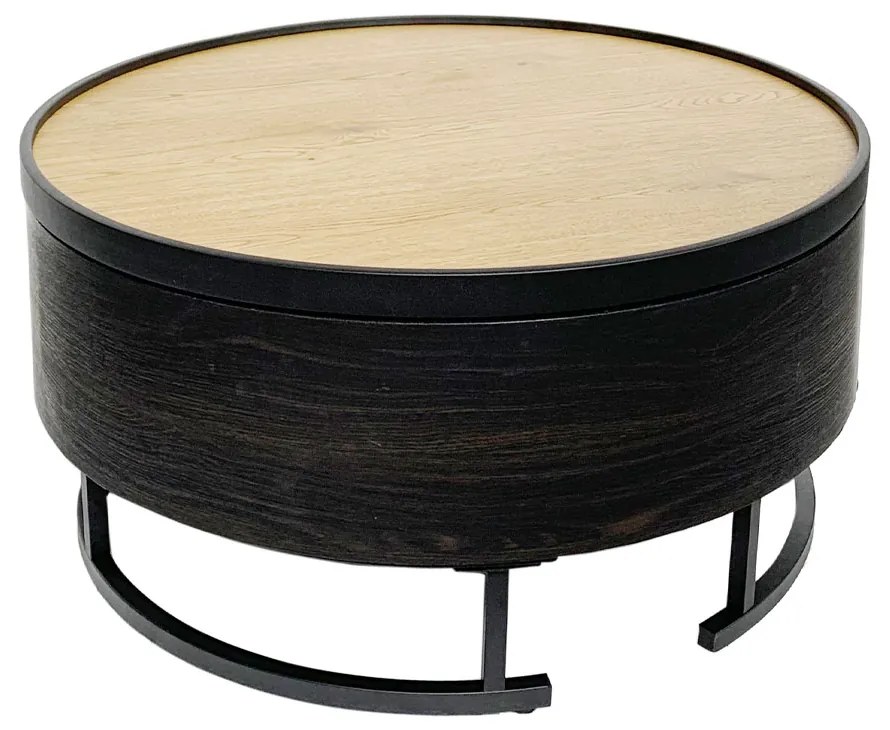 BARREL COFFEE TABLE ΜΕ ΑΠΟΘ/ΚΟ ΧΩΡΟ ΜΑΥΡΟ ΦΥΣΙΚΟ ΜΑΥΡΟ D80xH39,5cm - 04-0962 - 04-0962