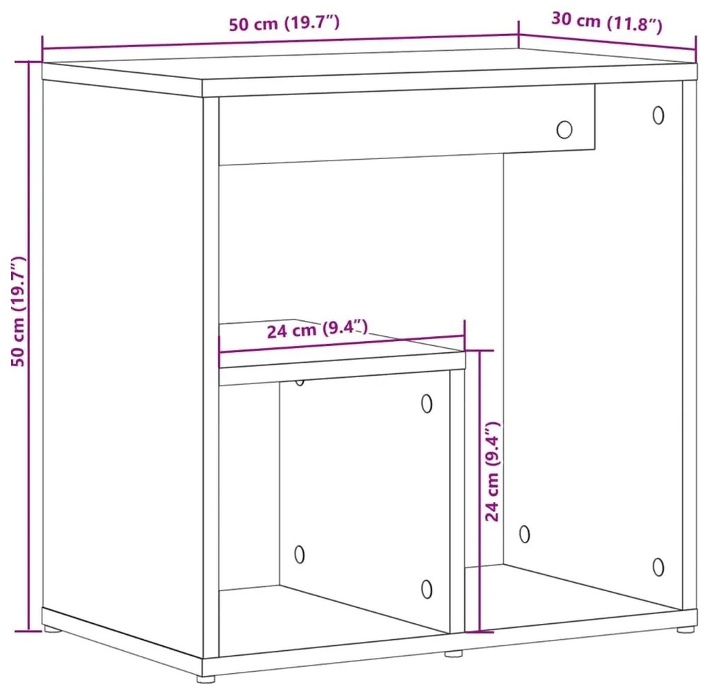 Τραπέζια Βοηθητικά 2 τεμ Sonoma Δρυς 50x30x50 εκ. Επεξ. Ξύλο - Καφέ