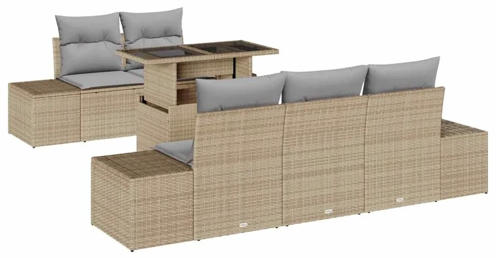 vidaXL Σετ Καναπέ Κήπου με μαξιλάρι 6 pcs Μπέζ και Ανοιχτό Γκρι