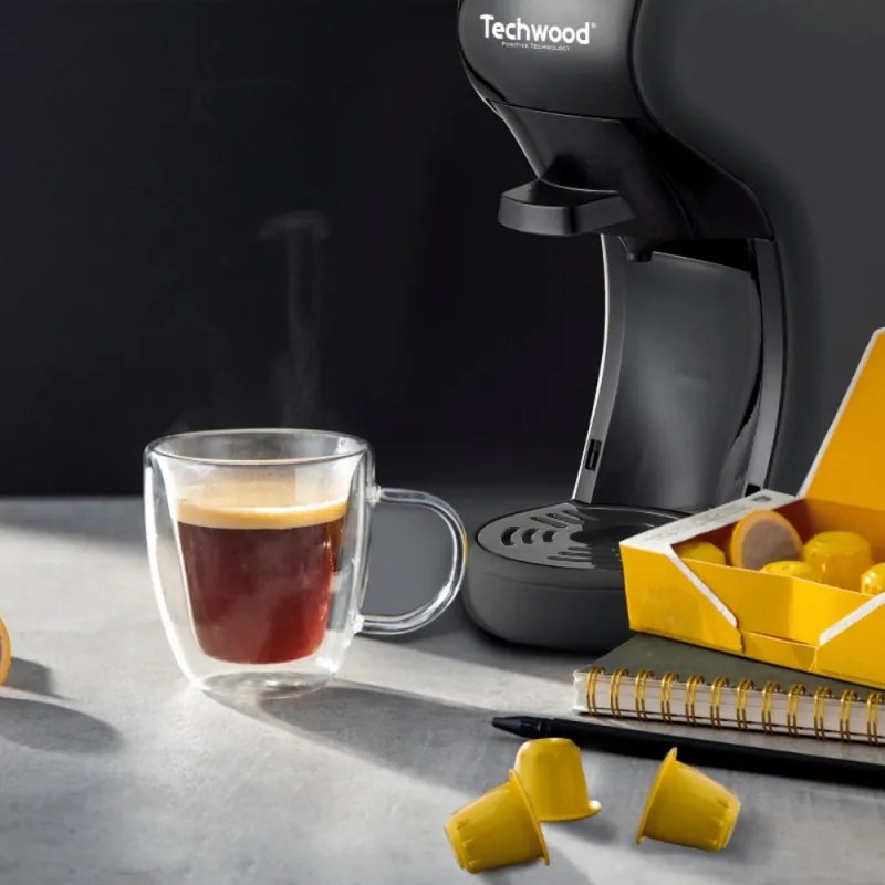 Καφετιέρα για κάψουλες Techwood TCA-196N, Dolce Gusto и Nespresso,Dolce Gusto & Nespresso, Πίεσης 19bar, 1450W, Μαύρο χρώμα