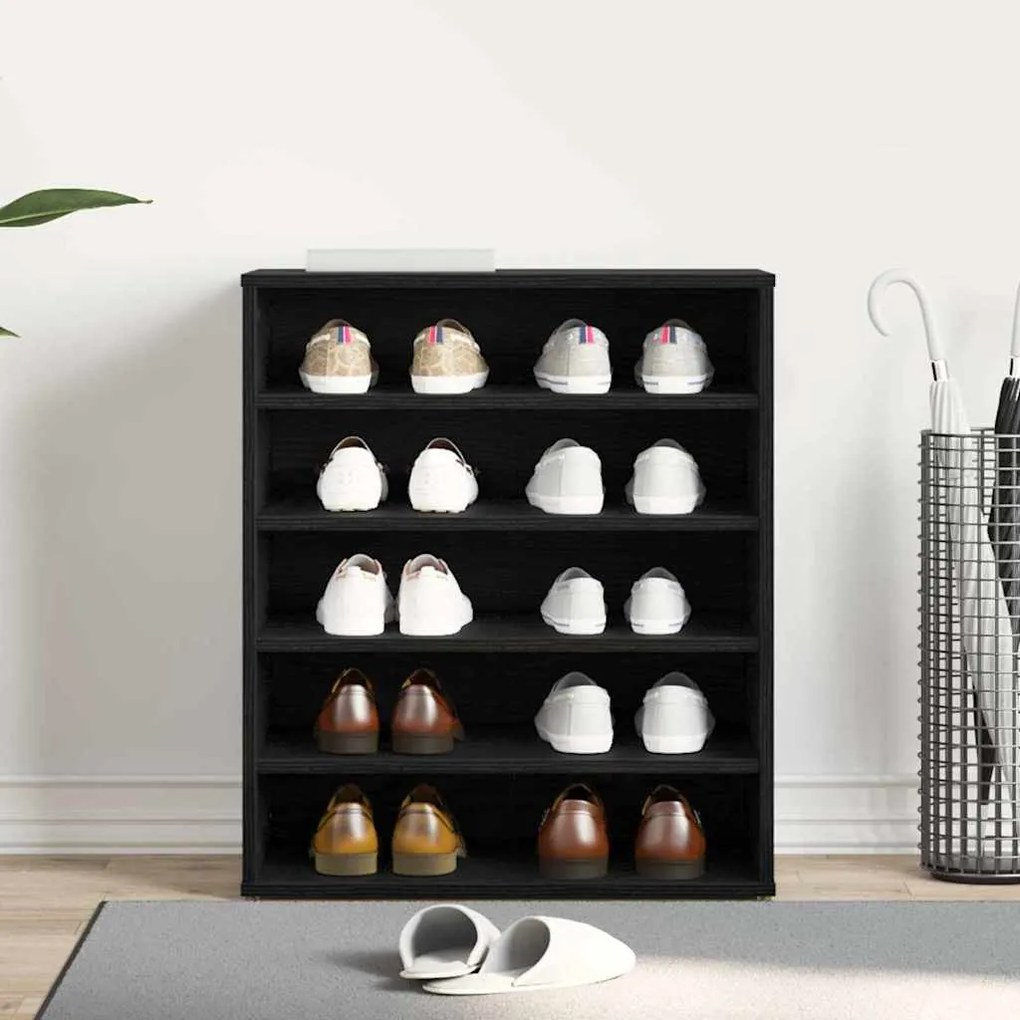 vidaXL Παπουτσοθήκη Μαύρη δρυς 60 x 35 x 70 cm Επεξεργασμένο ξύλο
