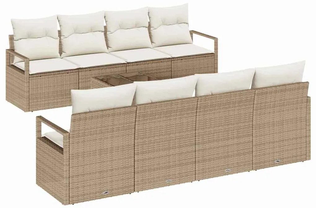 vidaXL Σετ Καναπέ Κήπου 9 pcs Μπεζ και Κρέμα συνθετικό ρατάν