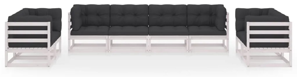 vidaXL Σαλόνι Κήπου Σετ 8 Τεμαχίων από Μασίφ Ξύλο Πεύκου &amp; Μαξιλάρια