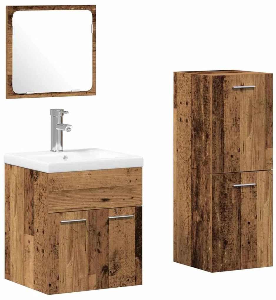 vidaXL Σετ Επίπλων Μπάνιου με πόρτα 4 pcs Παλιό Ξύλο 41 x 38.5 x 46 cm
