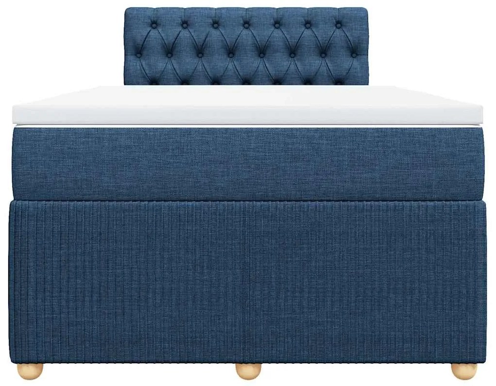 vidaXL Κρεβάτι Boxspring με Στρώμα Μπλε 120x190 εκ. Υφασμάτινο