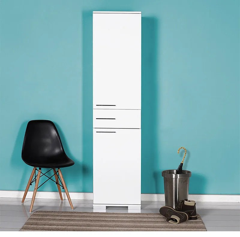 Ντουλάπα ρούχων - παπουτσοθήκη 12 ζεύγων Diamond Megapap μονόφυλλη χρώμα λευκό gloss 45x40x187εκ.