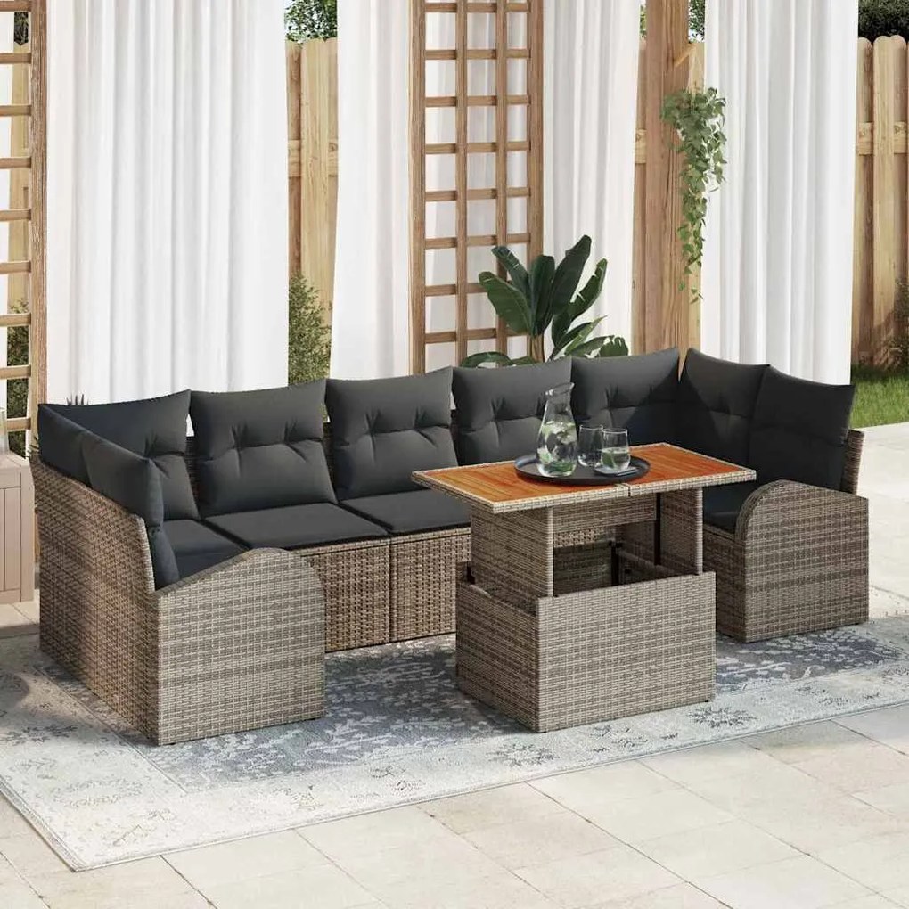 vidaXL Σετ Καναπέ Κήπου με μαξιλάρι 8 pcs Γκρι 100 x 55 x 73 εκ