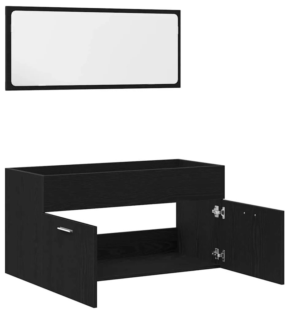 vidaXL Σετ Επίπλων Μπάνιου 2 pcs Μαύρη Οξυά 90 x 38.5 x 46 cm