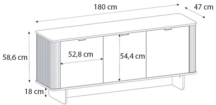 Μπουφές Bohema Megapap χρώμα ivory - sepet oak 180x47x76,6εκ.