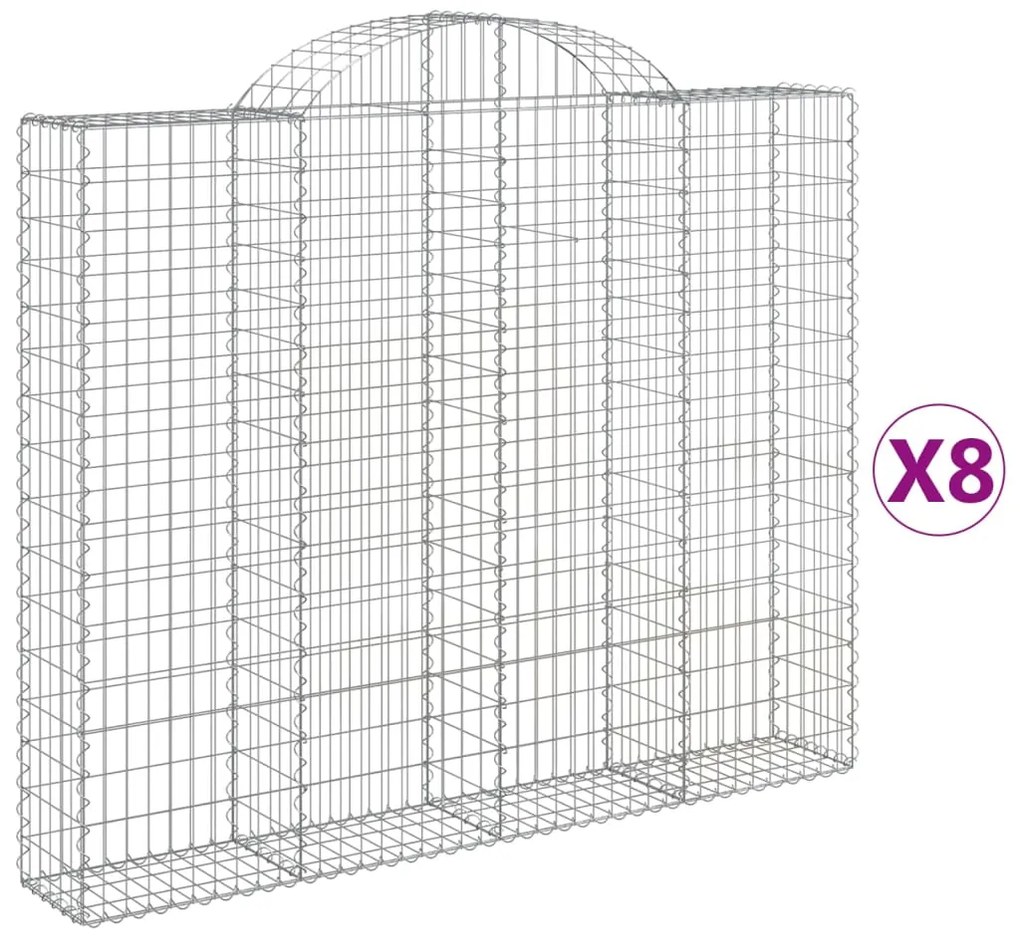 vidaXL Συρματοκιβώτια Τοξωτά 8 τεμ. 200x30x160/180 εκ. Γαλβαν. Ατσάλι