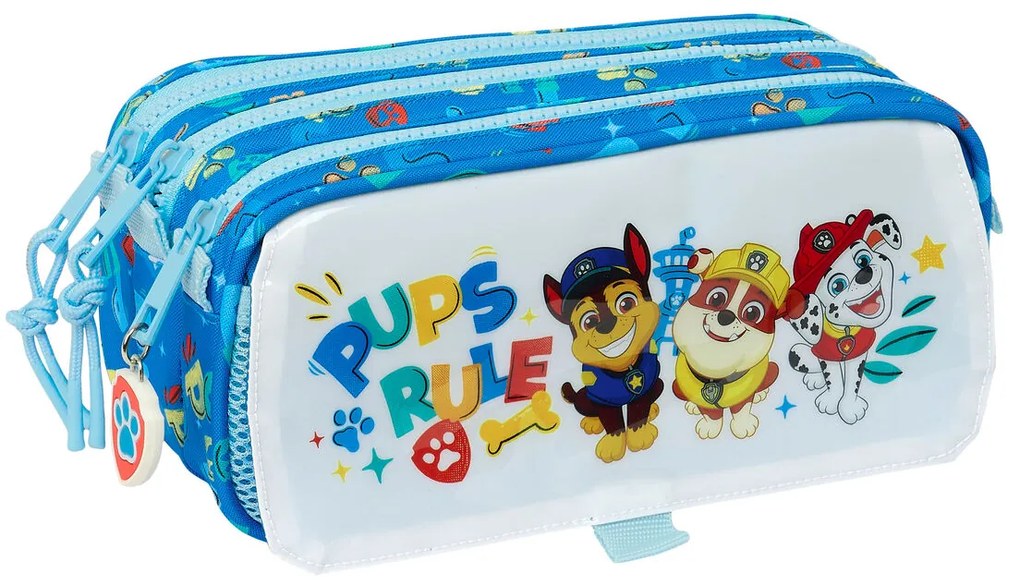Τριπλή Κασετίνα The Paw Patrol Pups rule Μπλε 21,5 x 10 x 8 cm