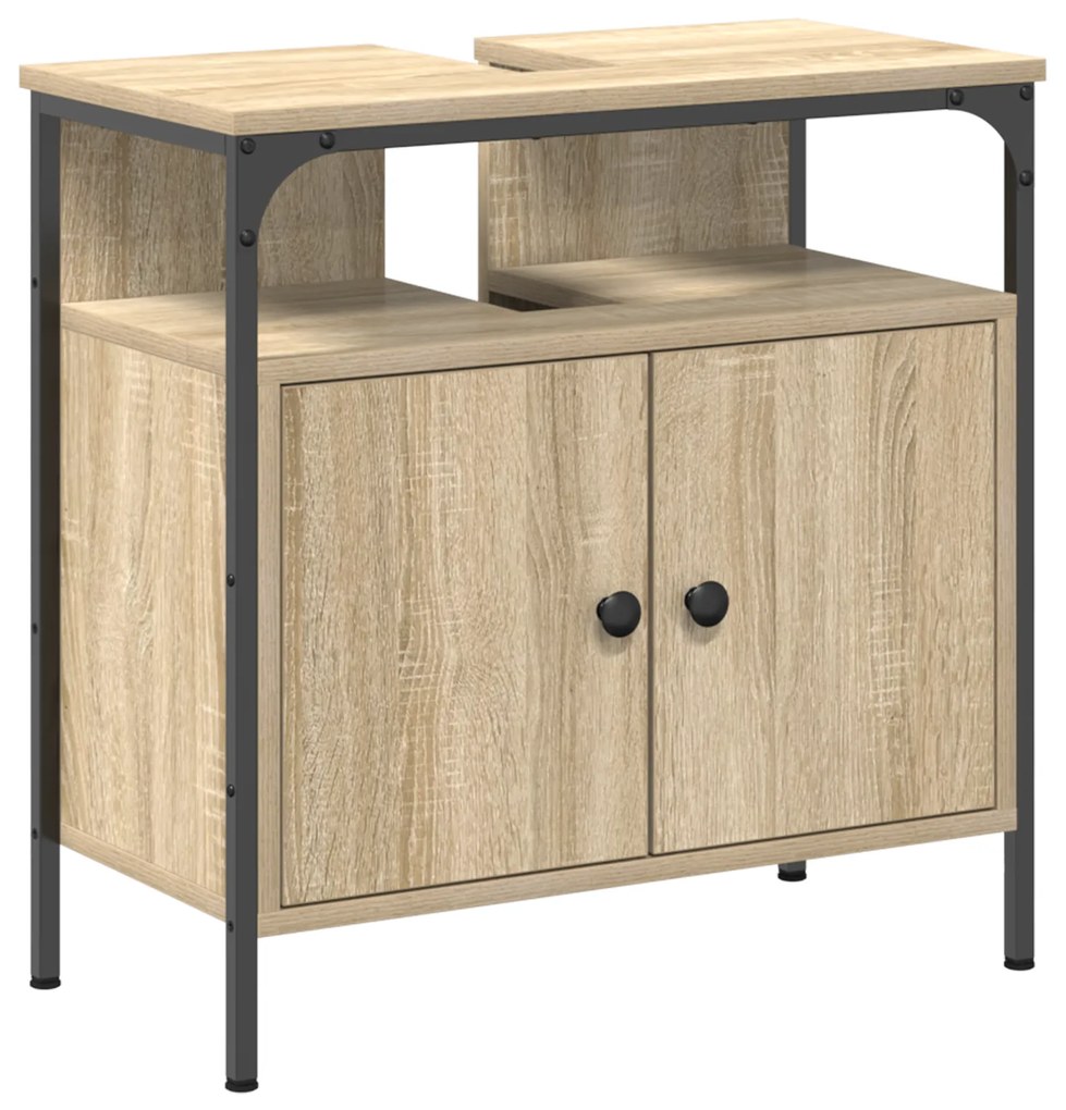 vidaXL Set ντουλαπιών μπάνιου 3 τεμαχίων δρυός Sonoma επεξεργασμένο ξύλο