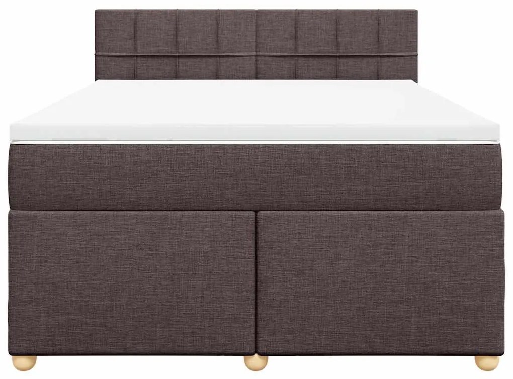 vidaXL Κρεβάτι Boxspring με Στρώμα Σκούρο Καφέ 140x190 εκ. Υφασμάτινο