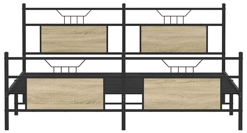 vidaXL Σκελετός Κρεβ. Χωρίς Στρώμα Sonoma Δρυς 180x200 εκ. Μεταλλικό