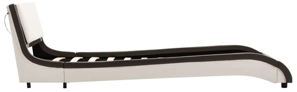 vidaXL Πλαίσιο Κρεβατιού με LED Γκρι/Λευκό 90x200 εκ. Συνθετικό Δέρμα