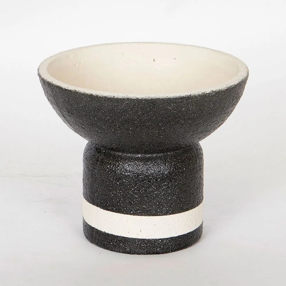 Διακοσμητικό Μπωλ 752-20296 18x18x15,5cm Black-White Estheti Home Cement