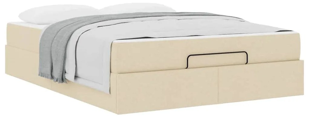 vidaXL Σκελετός Κρεβατιού με αποθήκευση Κρεμ 140 x 200 cm ύφασμα