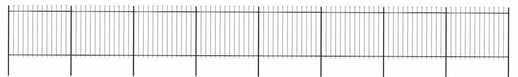 vidaXL Φράχτης Κήπου με Κορυφή Δόρυ Μαύρος Ατσάλινος 1426 x 150 εκ.