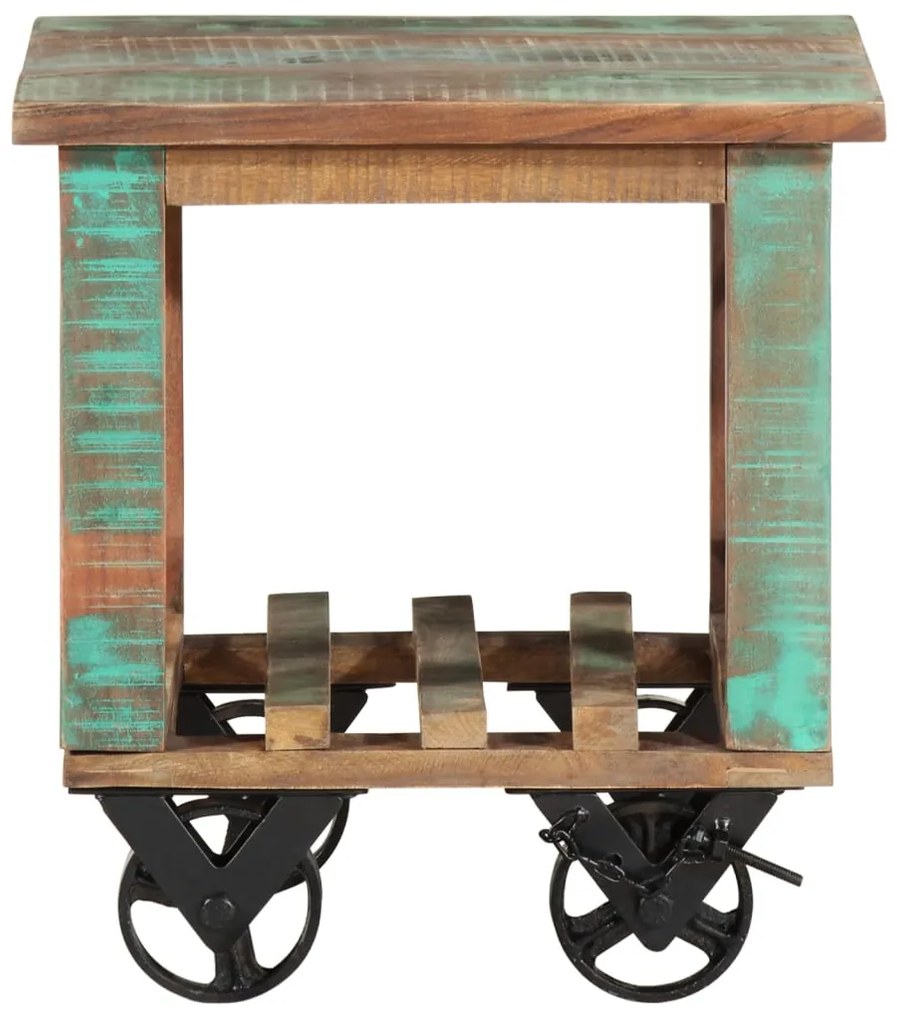 vidaXL Τραπεζάκι με Τροχούς 40x40x42 εκ. από Μασίφ Ανακυκλωμένο Ξύλο